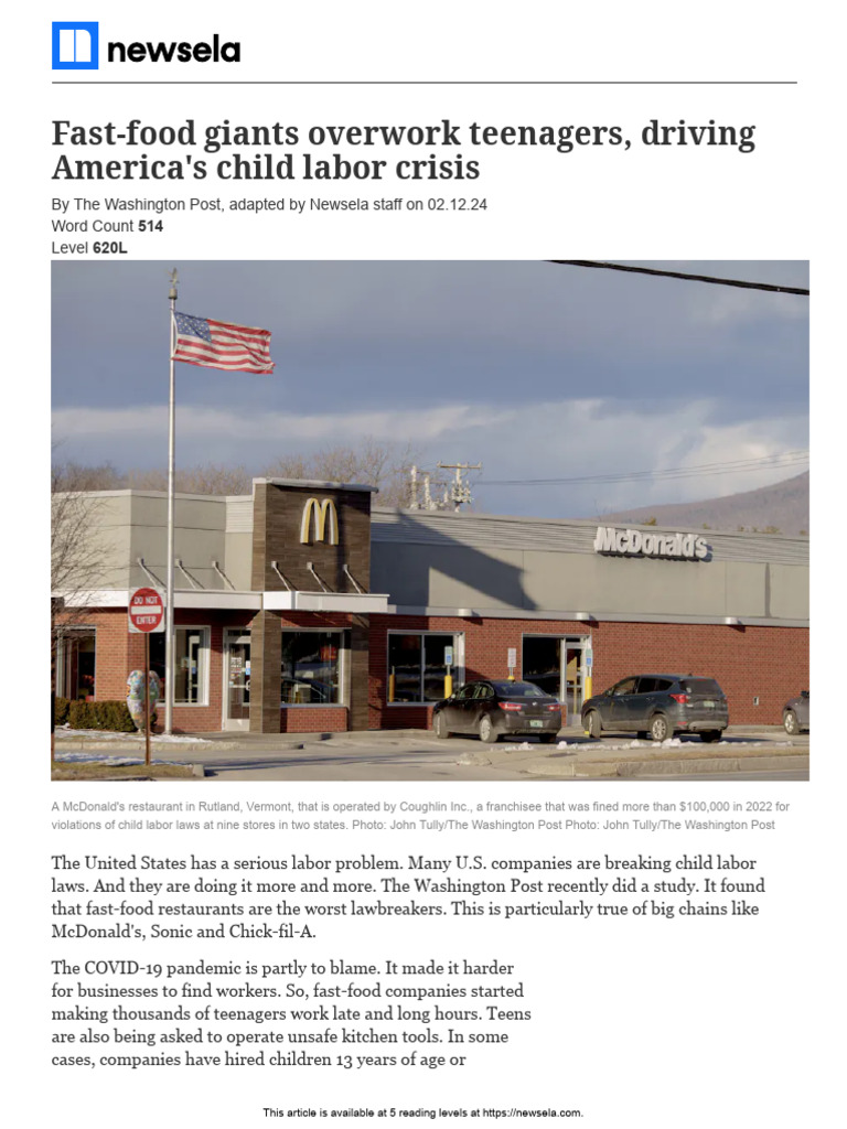 Fast Food's Child Labor Crisis | PDF | Fast Food | Mc Donald's