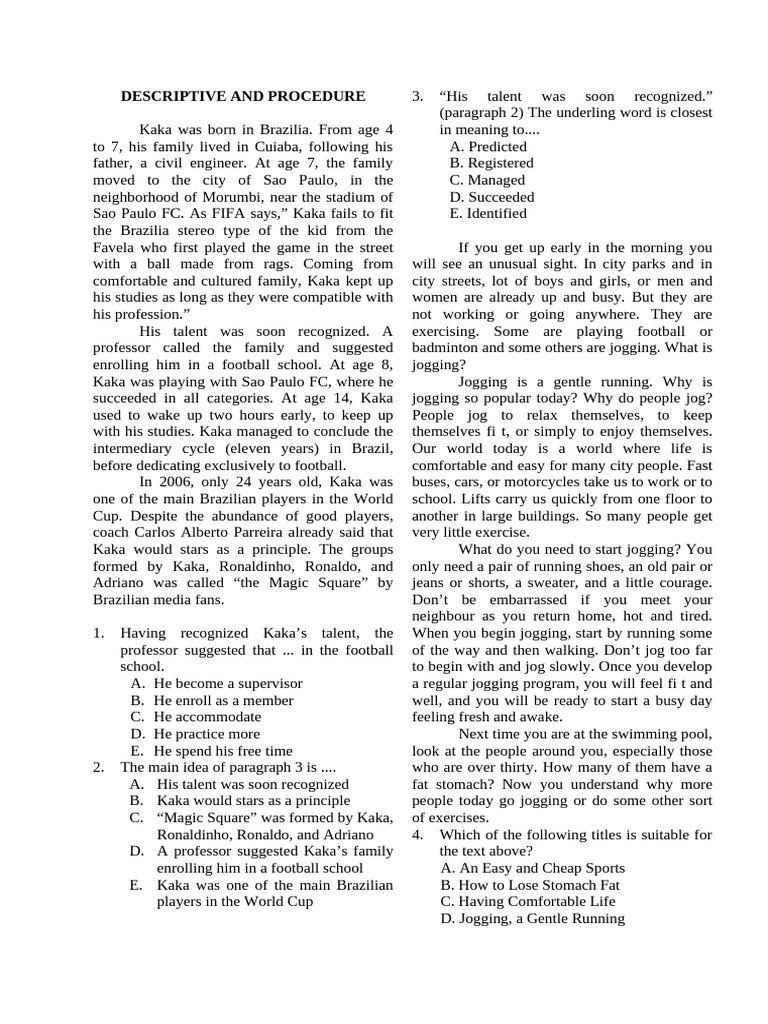 Descriptive and Procedure Text | PDF