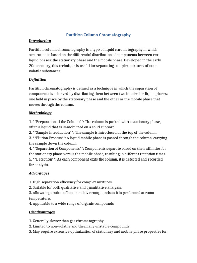 Partition Column Chromatography | PDF