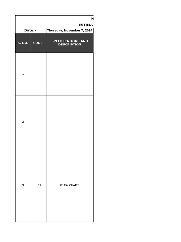 MUWCI Library Furniture Estimate | PDF | Chair