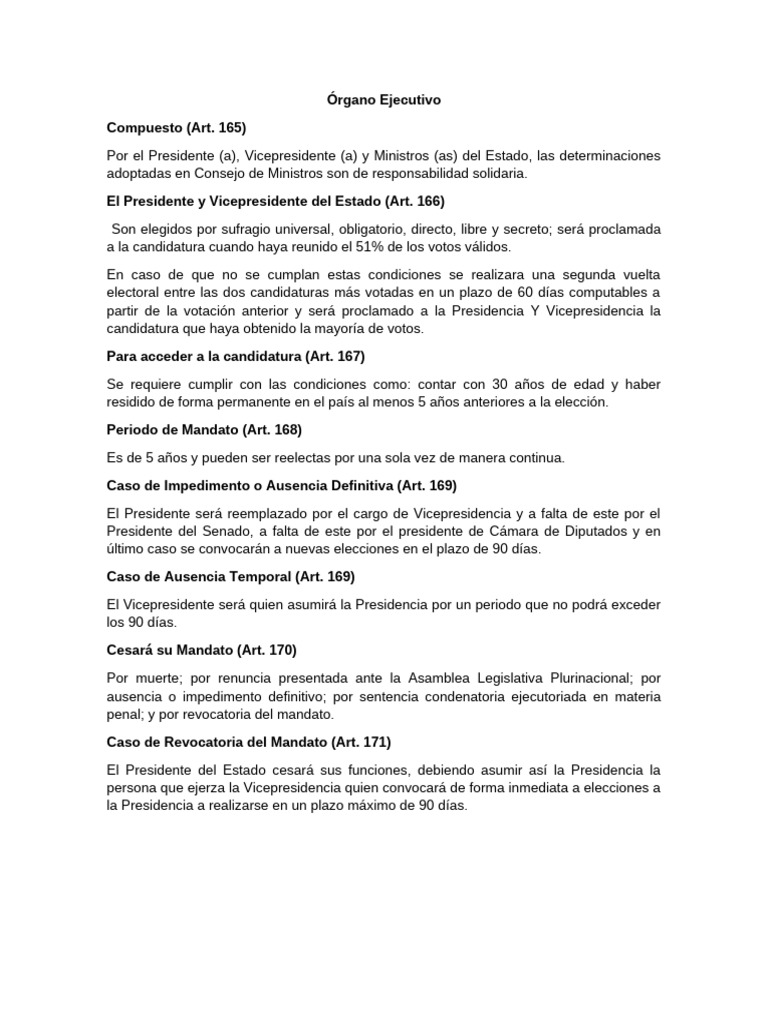 Órgano Ejecutivo | PDF | Presidentes de los Estados Unidos | Gobierno ...