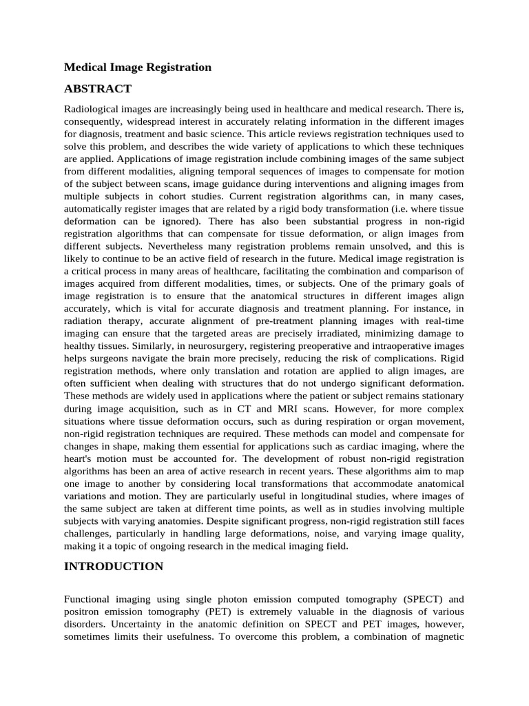 Medical Image Registration | PDF | Medical Imaging | Positron Emission ...