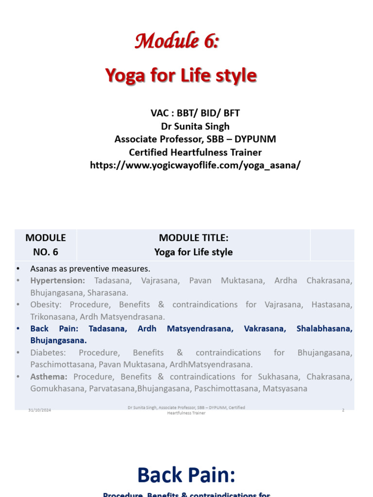 Module 6 - L5 YS - Back Pain - BBT - BFT - BID - 2024 | PDF | Abdomen ...