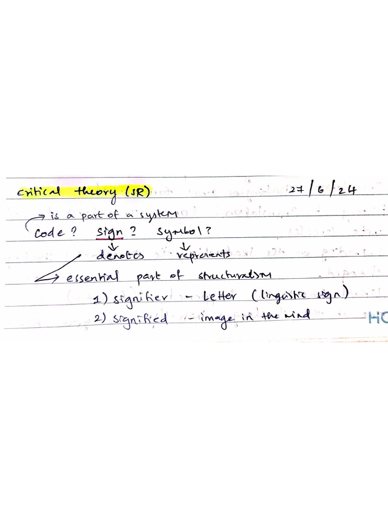 Critical Theory - SR Notes | PDF