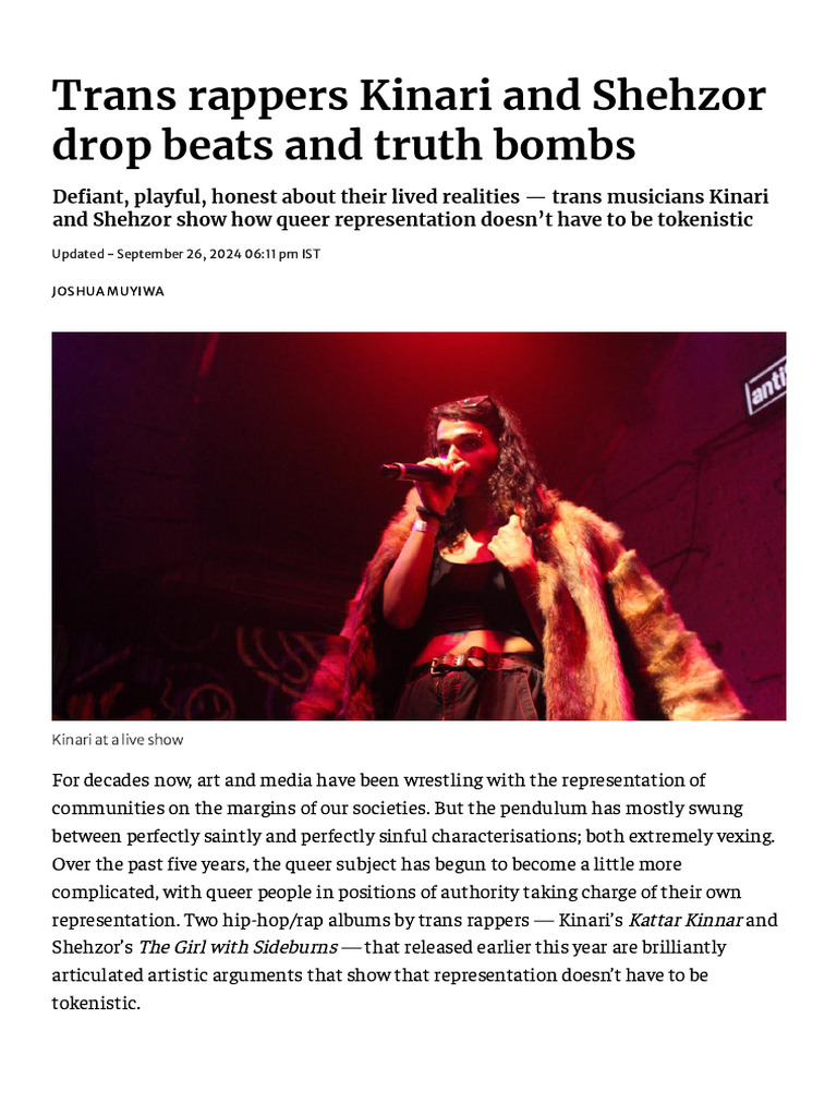 Trans Rappers Kinari and Shehzor Drop Beats and Truth Bombs - The Hindu ...