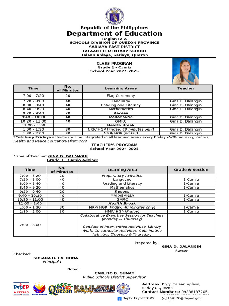 Edit Grade 1 Class Program | PDF | Human Communication | Cognition