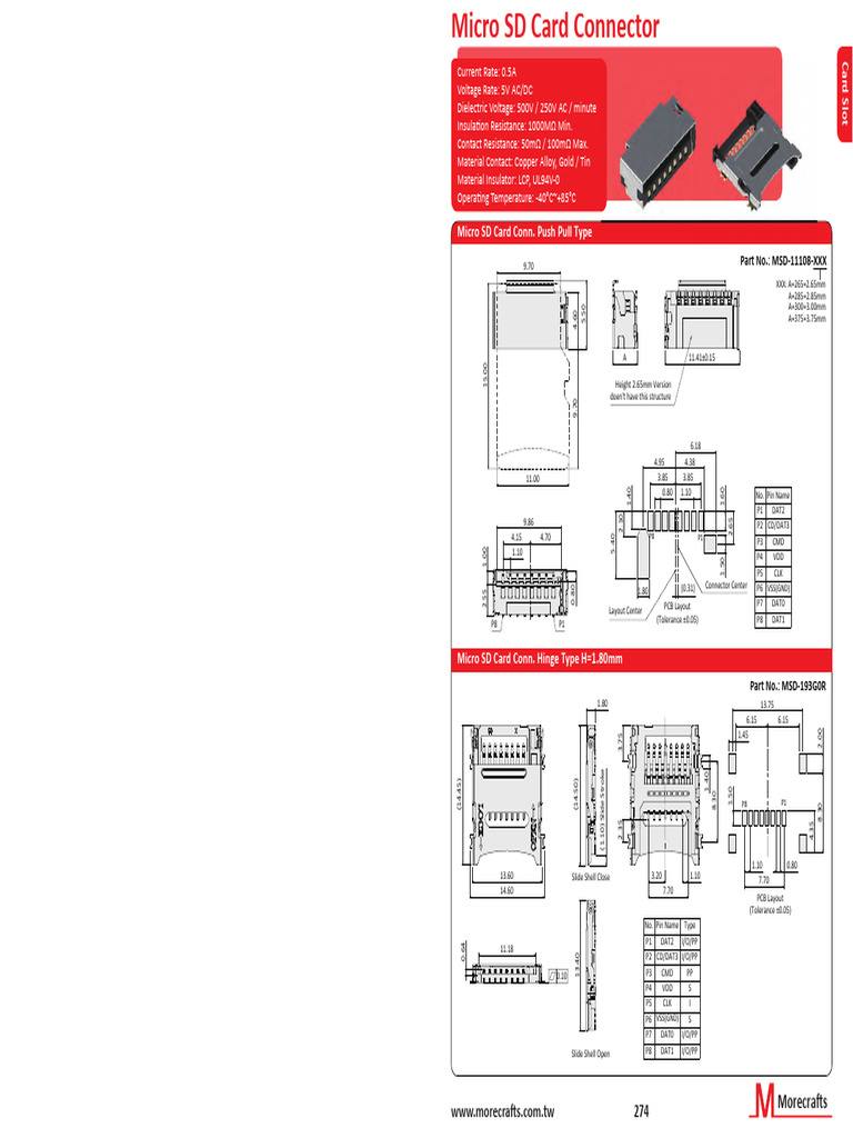 Micro SD Card Connector Specifications | PDF | Electrical Resistance ...