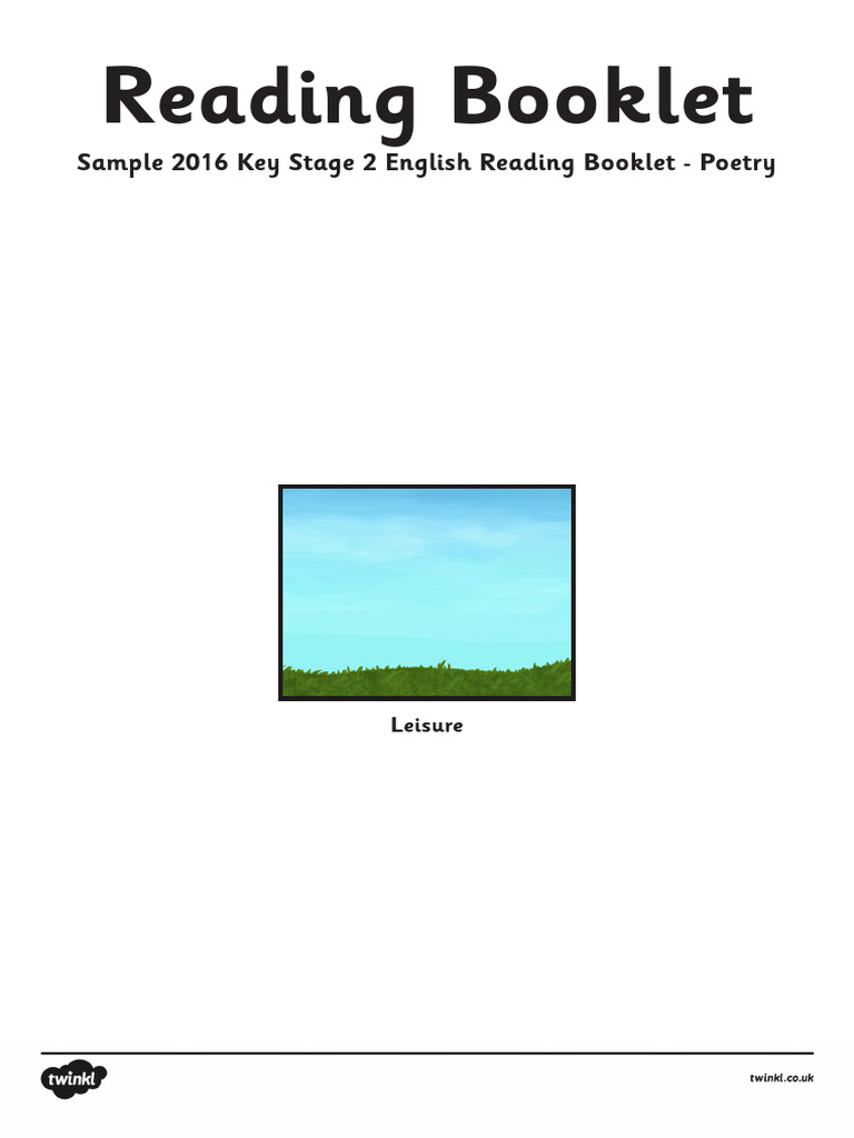 Sample 2016 key stage 2 english reading booklet poetry pdf