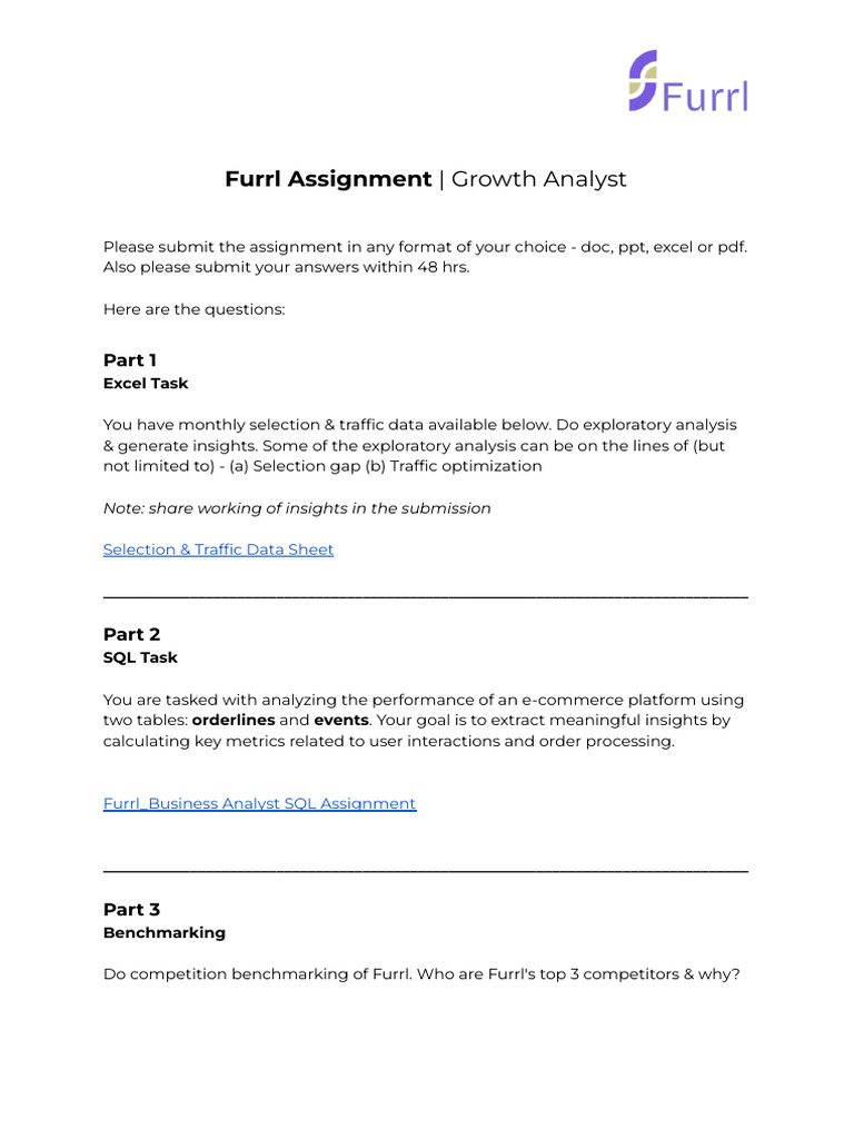 Furrl - Assignment - Growth Analyst | PDF