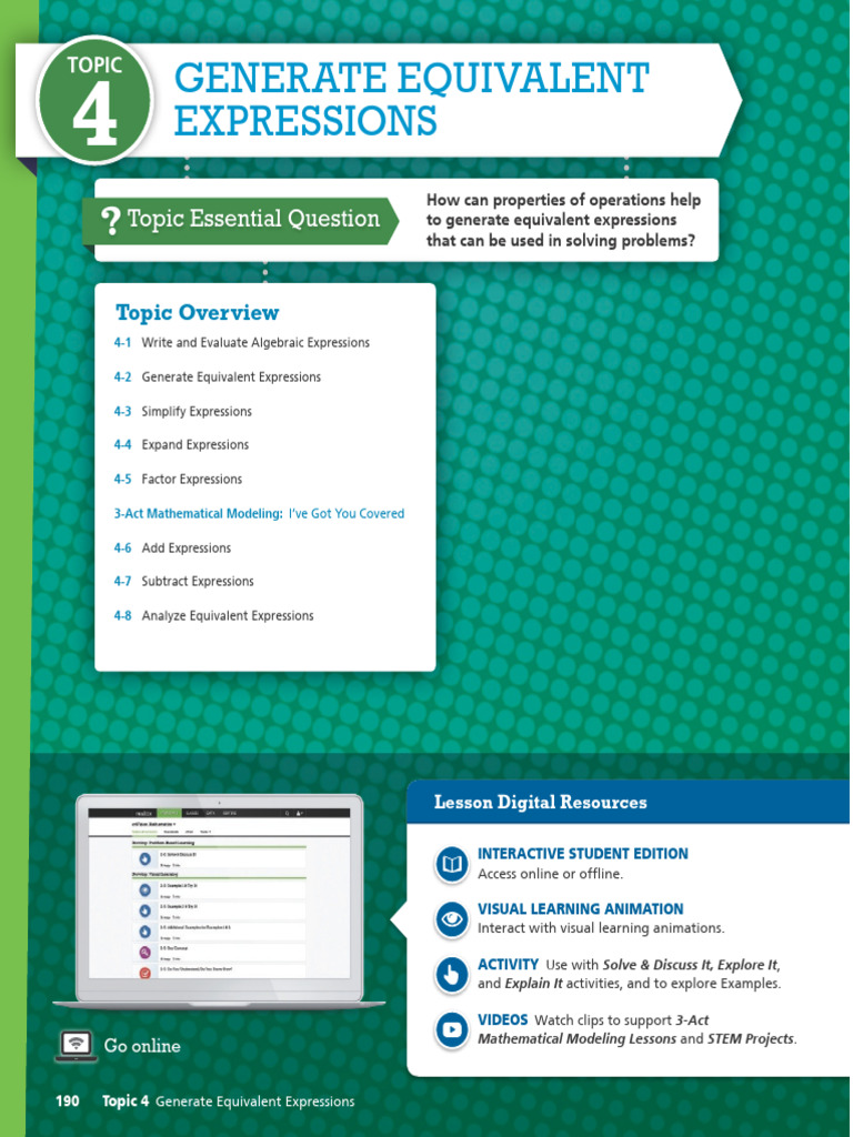 Topic 4 GENERATE EQUIVALENT EXPRESSIONS | PDF | Mathematics | Do It ...