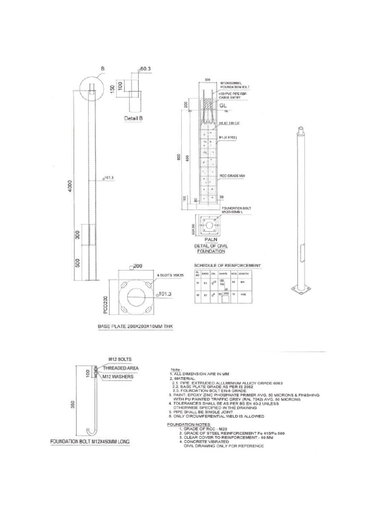 Pole Foundation Detail | PDF