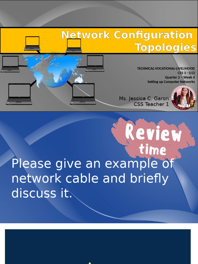 Network Configuration Topologies: Ms. Jessica C. Garon CSS Teacher 1 ...