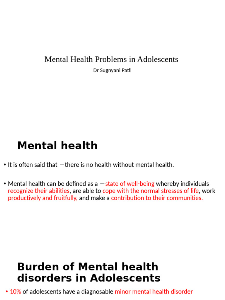 Mental Health Problems in Adolescents | PDF | Mental Disorder | Adolescence