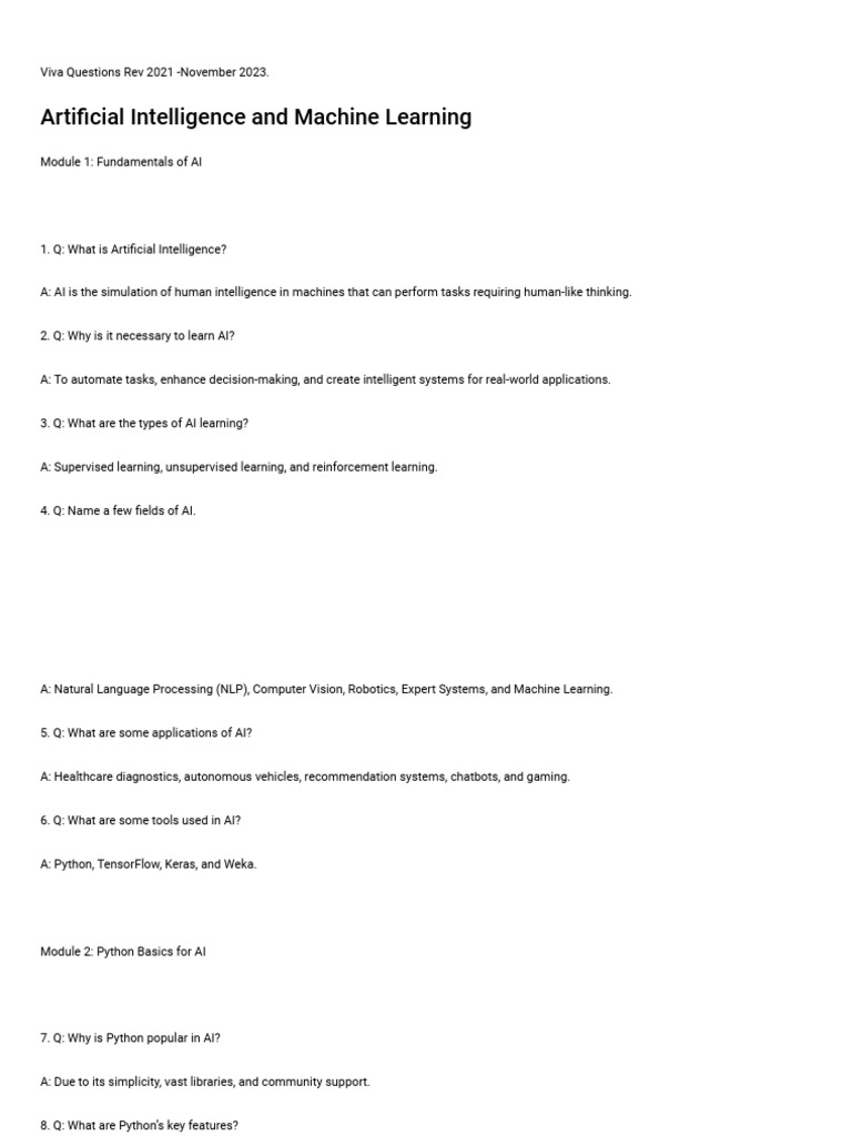AI and Machine Learning Fundamentals Guide | PDF | Machine Learning ...