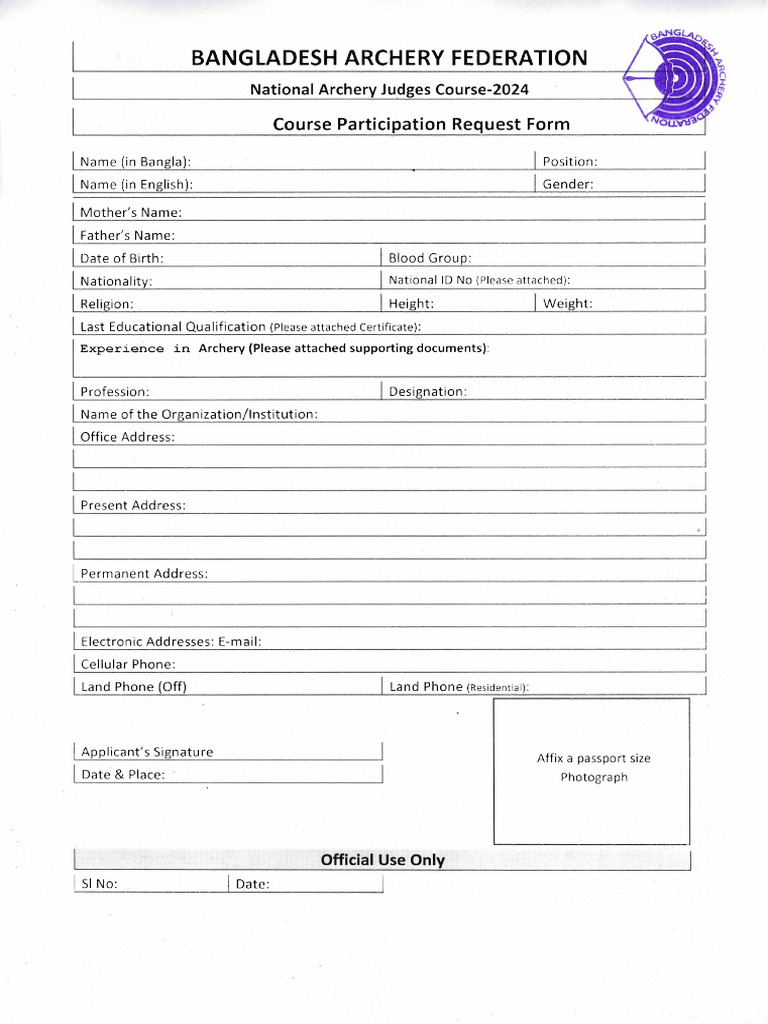 Course Participation Request Form | PDF
