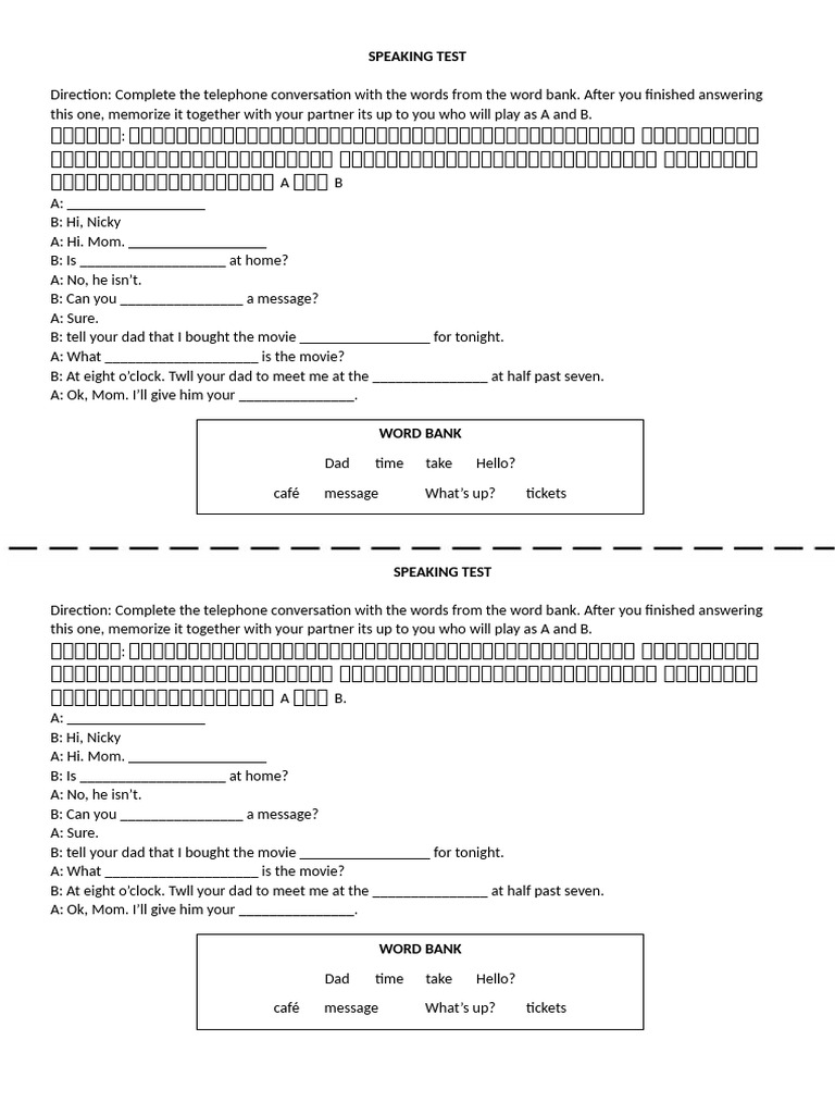 Speaking Test | PDF