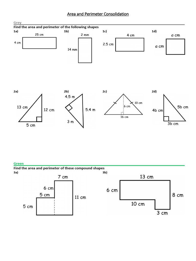 Area and Perimeter Calculation Guide | PDF | Area | Length