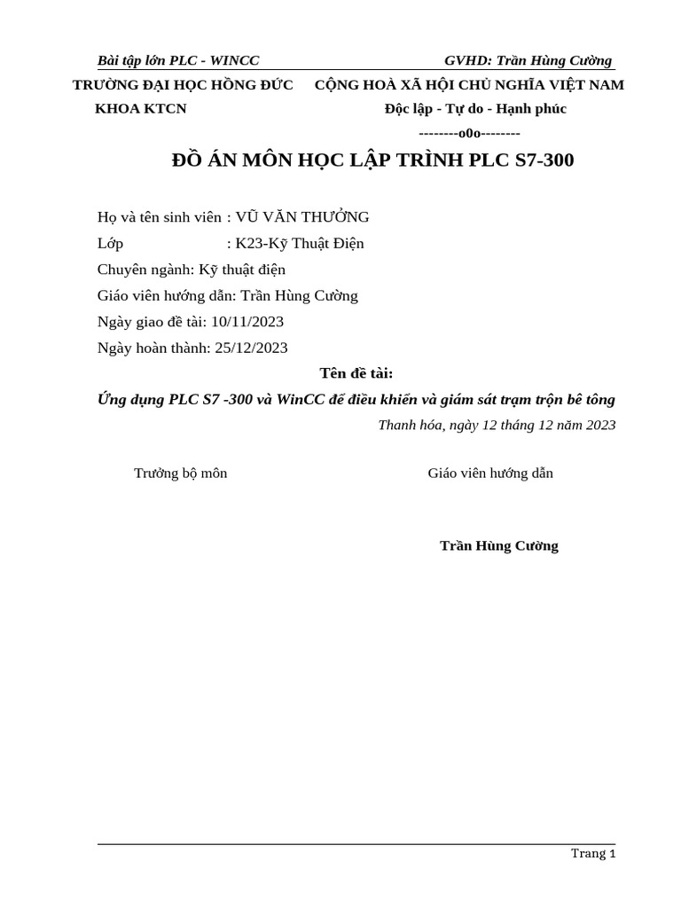 Do An Tram Tron Be Tong | PDF
