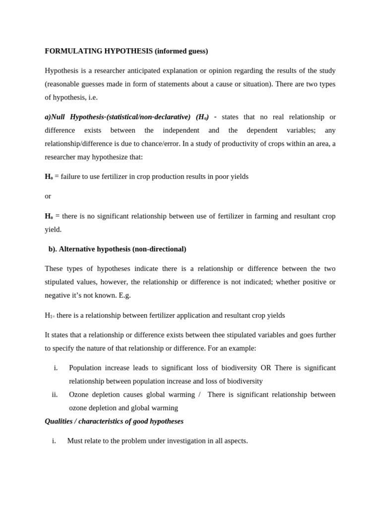 Formulating Hypothesis Pdf Hypothesis Epistemology Of Science