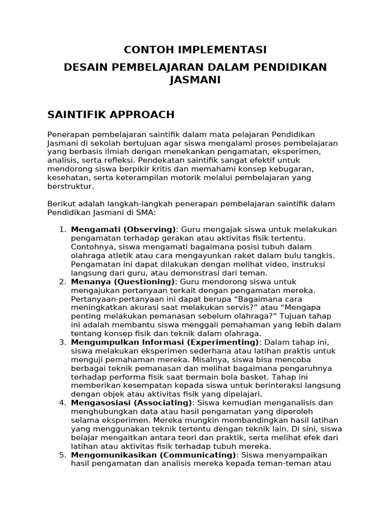 Contoh Implementasi Desain Pembelajaran | PDF