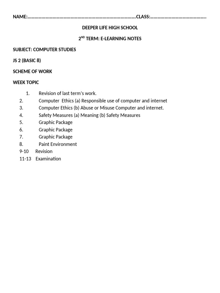 Computer Studies 2nd Term Notes | PDF | Icon (Computing) | Graphics