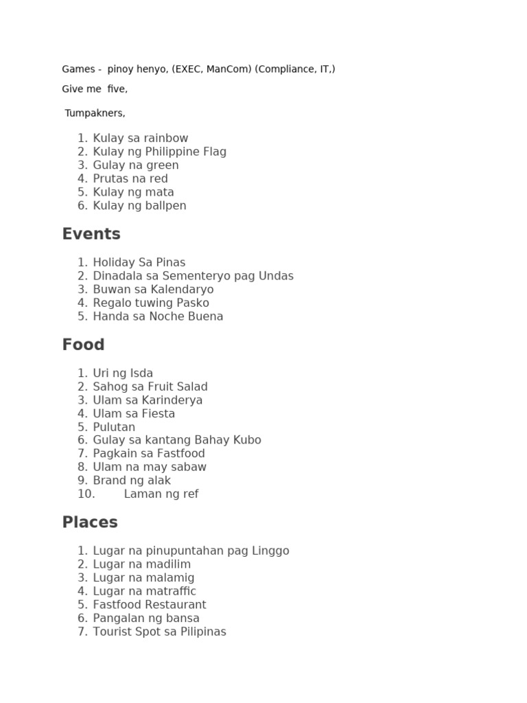 Games For Events | PDF