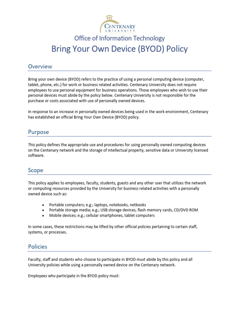 OIT 2019 10 Bring Your Own Device | PDF | Computer Network | Laptop
