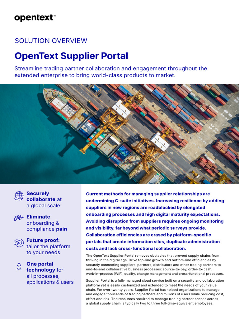 OpenText Supplier Portal Overview | PDF | Supply Chain | Cloud Computing