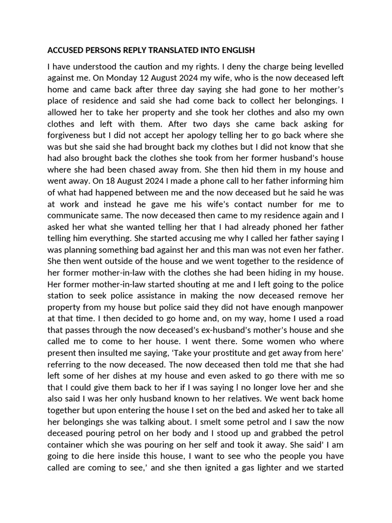 Accused Persons Statement in English | PDF