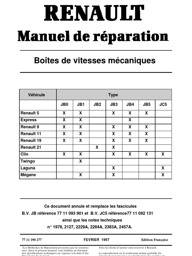 Kit réparation levier de vitesse pour Renault 9 11 19 21 Clio