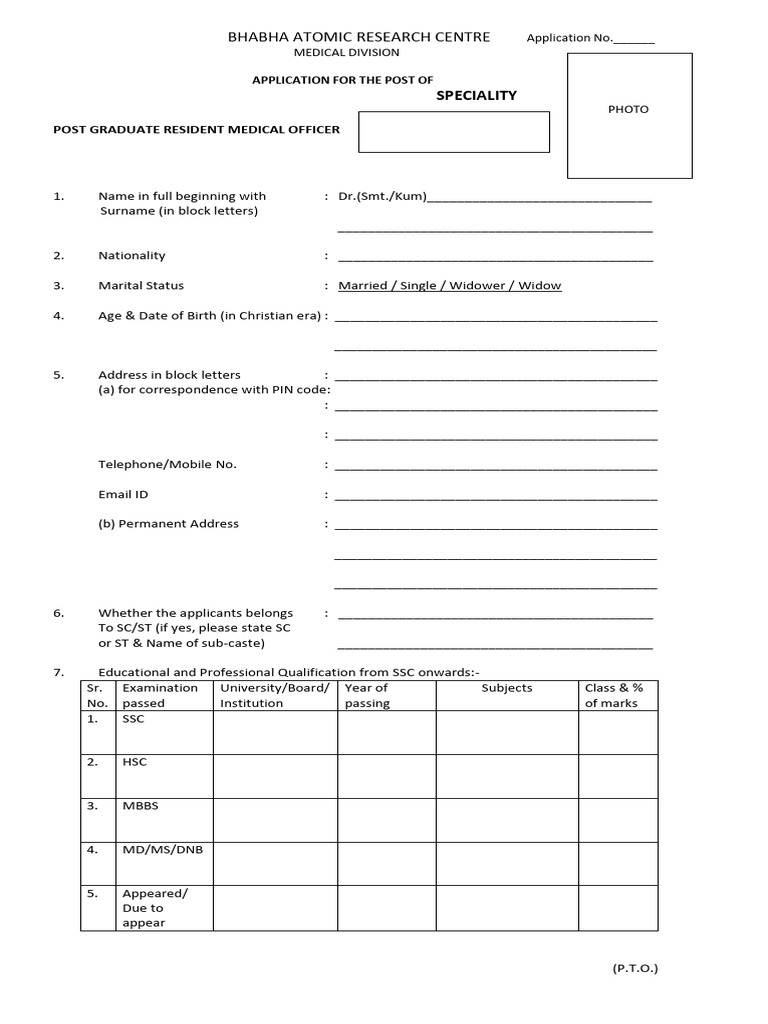 Application for Medical Officer Position | PDF | Qualifications ...