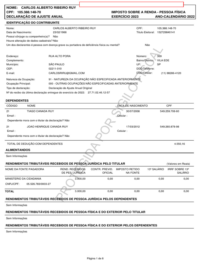 0002 IRPF-2023-2022 Origi Imagem Declar | PDF | Impostos | Imposto de Renda