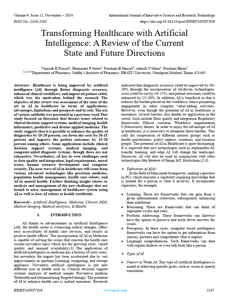 AI in Healthcare: Current Trends & Future | PDF | Artificial ...
