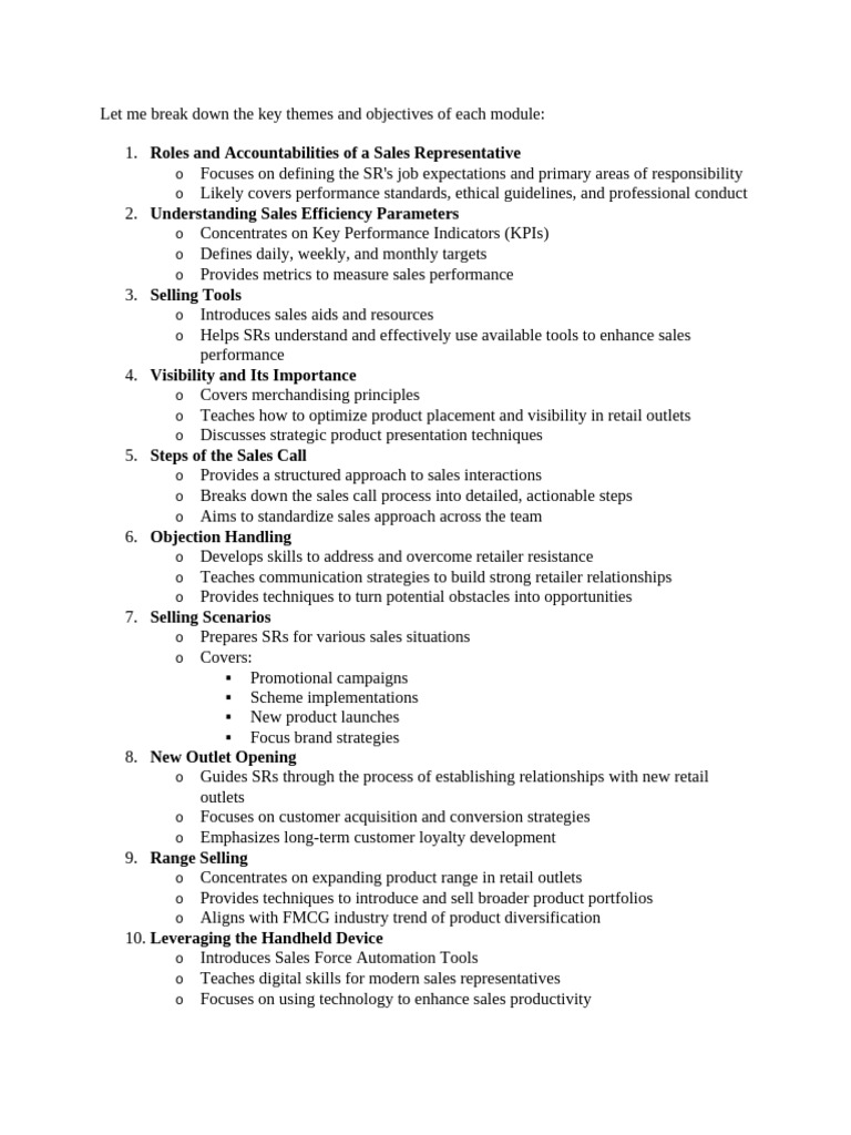 Sales Representative Training Overview | PDF | Performance Indicator ...