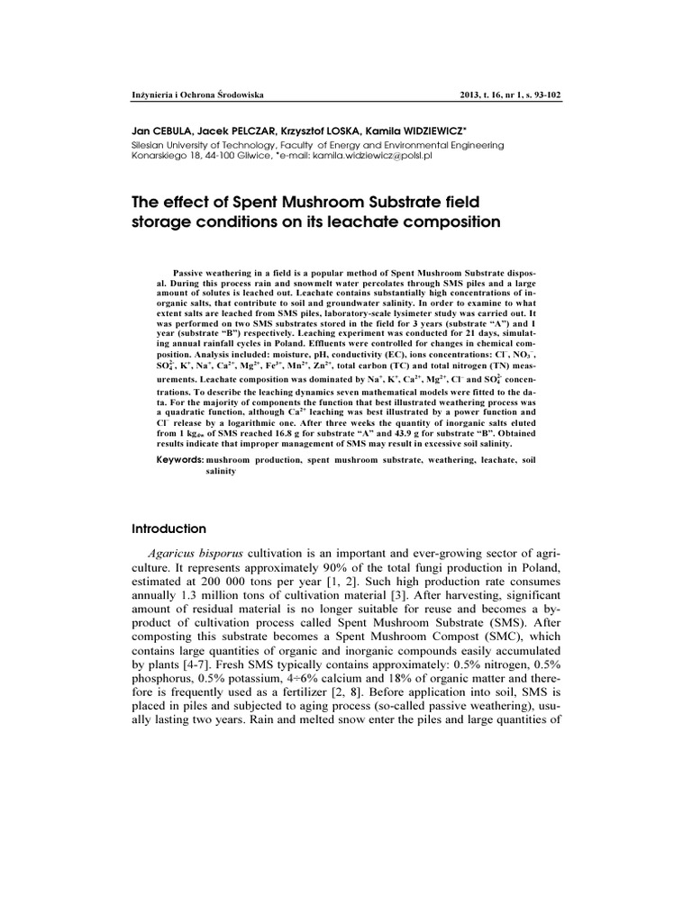 The Effect of Spent Mushroom Substr | PDF | Soil | Magnesium
