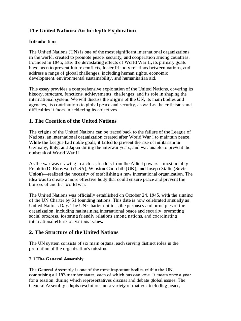 The United Nations | PDF | United Nations | International Relations