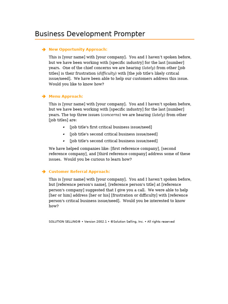 Business Development Prompter | PDF