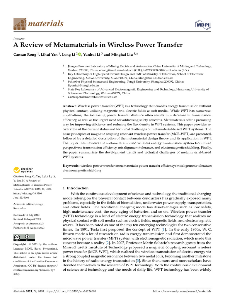 A Review of Metamaterials in Wireless Power Transfer | PDF ...