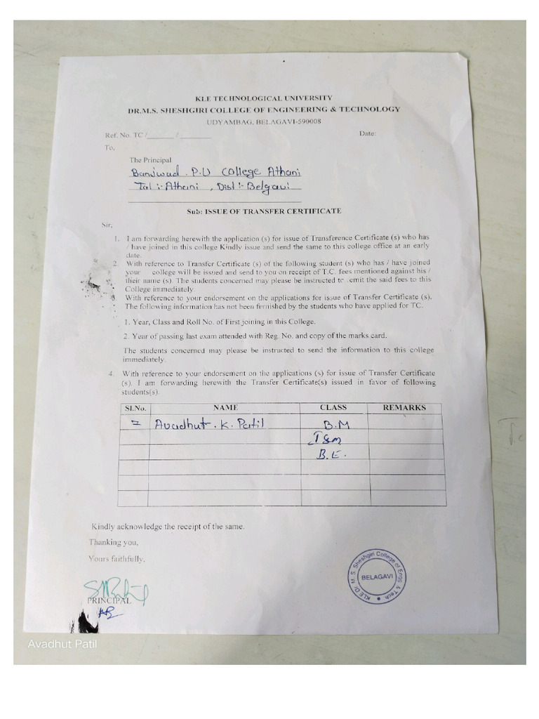 TC Letter | PDF