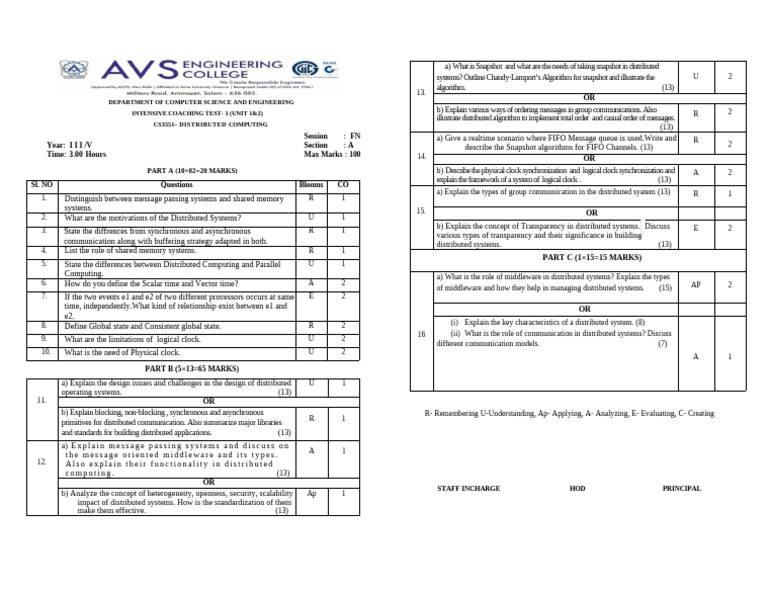 DC ICT TEST-1 | PDF | Distributed Computing | Computing