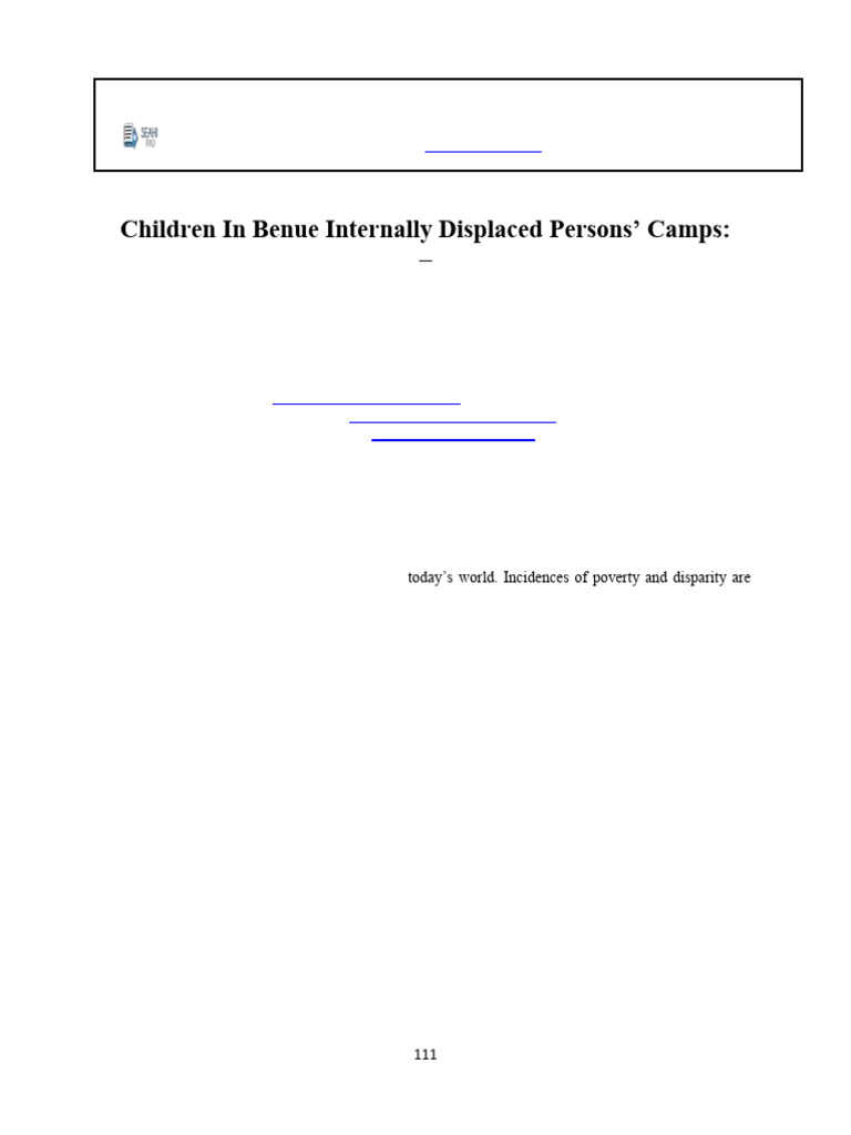 Effects of Poverty and Disparity On Education Among Children in Benue ...
