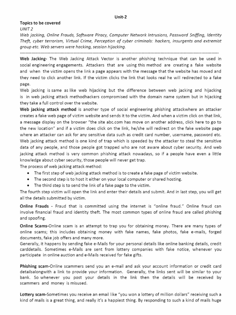 Unit 2 - Cyber Security Sem 5 | PDF