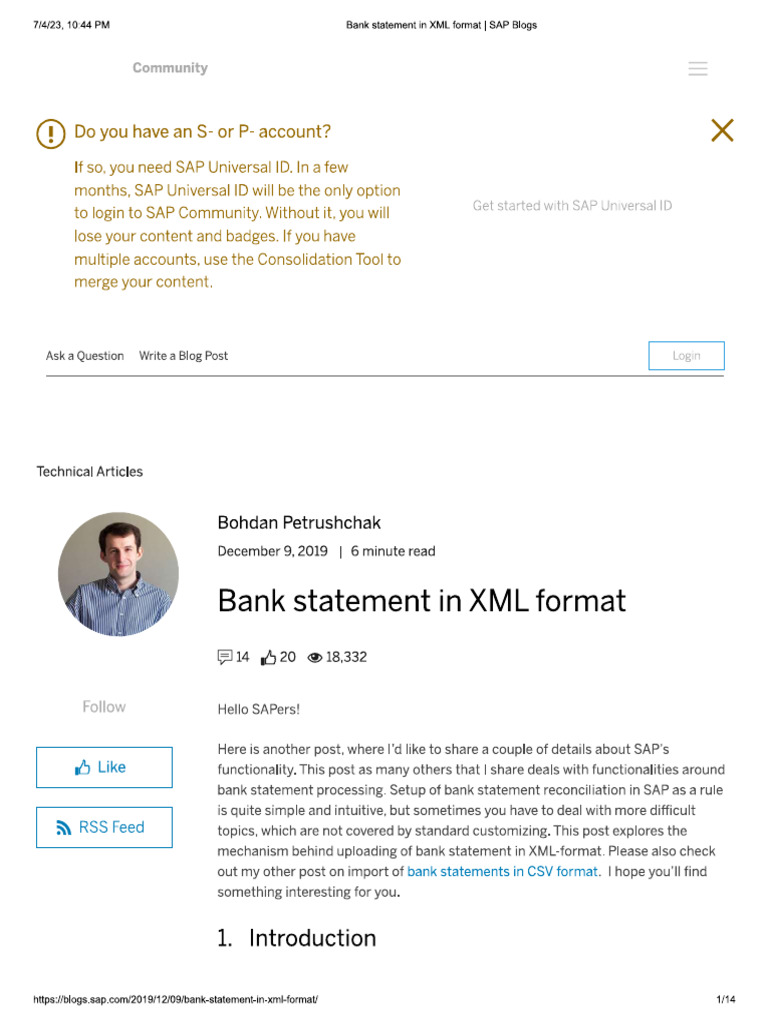 Bank Statement in XML Format | PDF