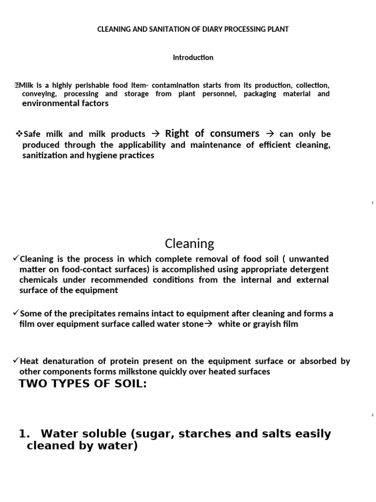 Dairy Plant Cleaning and Sanitation Guide | PDF | Sodium Hydroxide ...