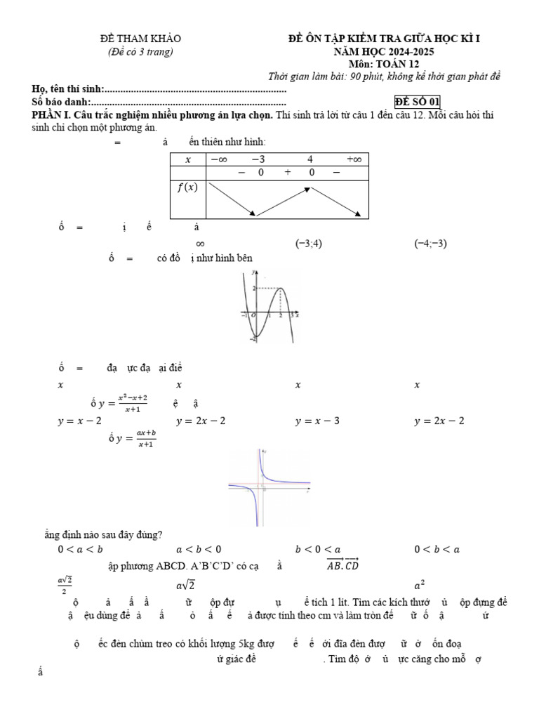 Đề Ôn Tập Kt GK1 - số 1 | PDF