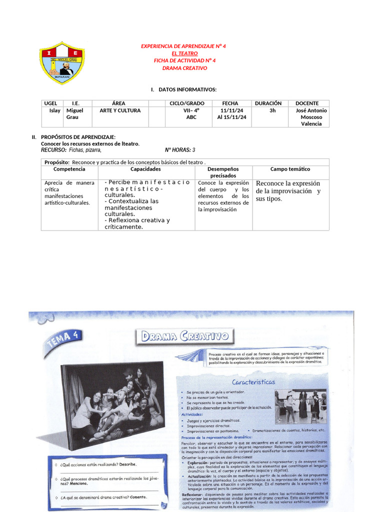 EXPERIENCIA DE APRENDIZAJE N. 4 Actividad 4 | PDF | Aprendizaje | Maestros