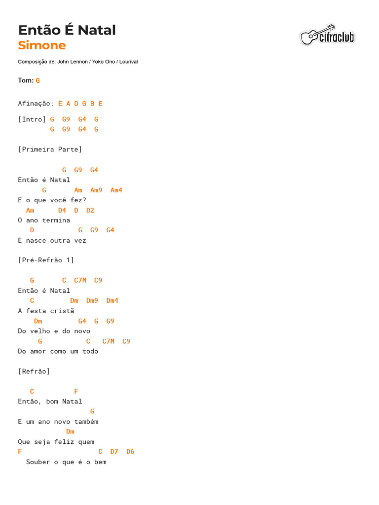 Então É Natal - Letra e Cifras | PDF | John Lennon | Os Beatles