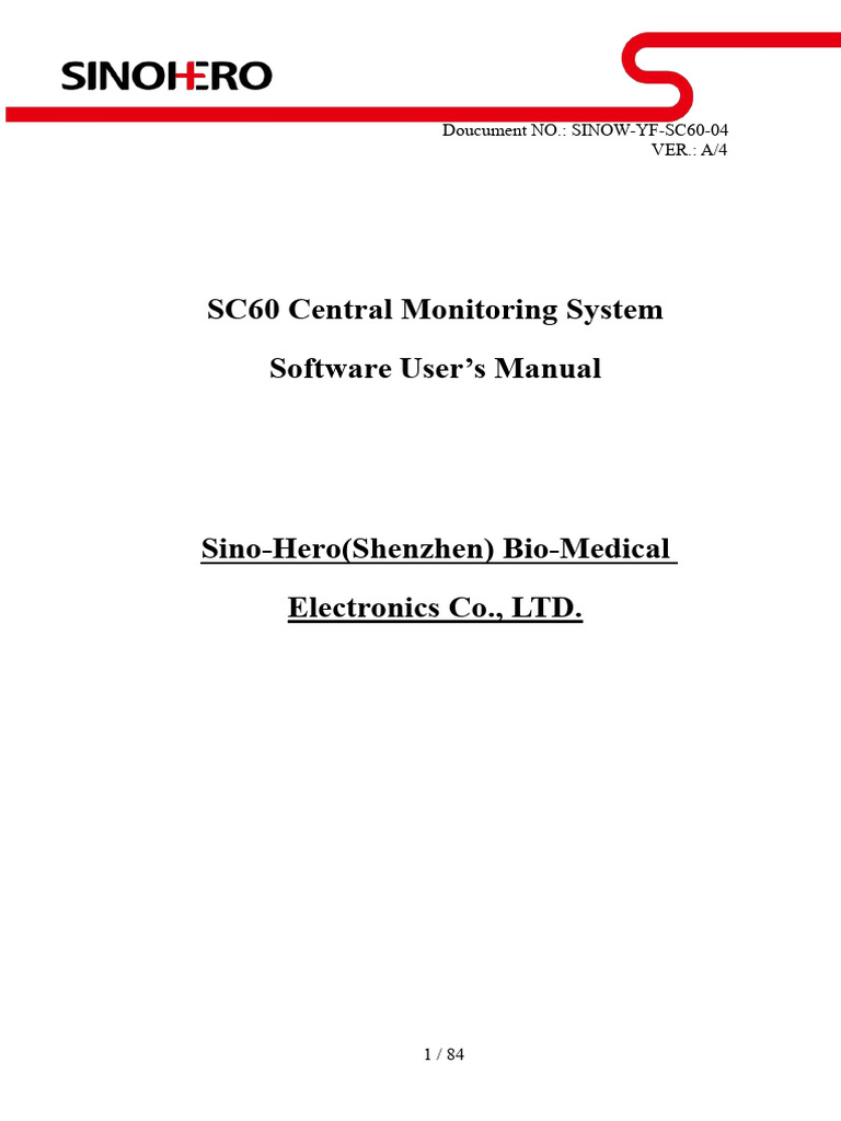SC60 User's Manual (V4.40) - A4 | PDF | Monitoring (Medicine ...