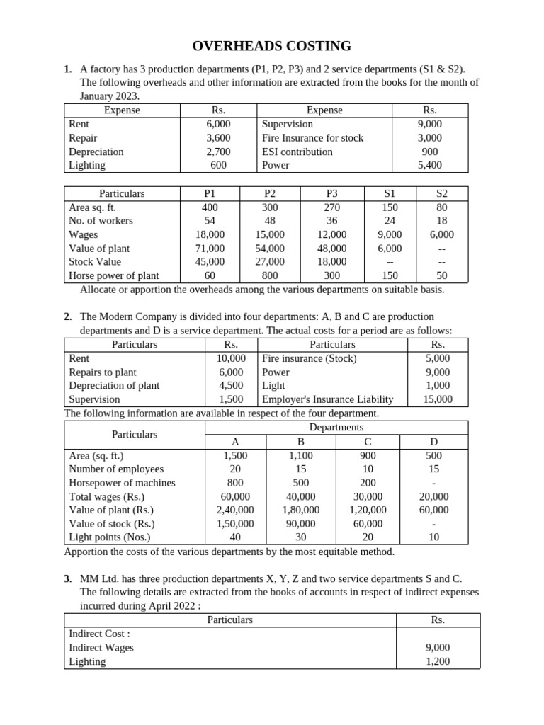 4 Overheads | PDF | Depreciation | Expense