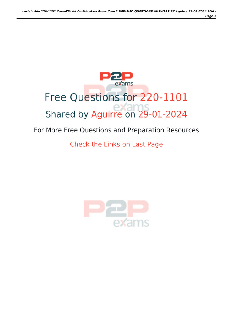 CompTIA A+ 220-1101 Exam Questions Guide | PDF | Radio Frequency ...